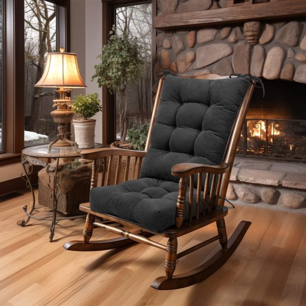 Rocking Chair Cushion Only,Tufted Non-Slip Comfortable Rocking Chair Cushions Indoor with Ties,Striped Rocking Chair Pads