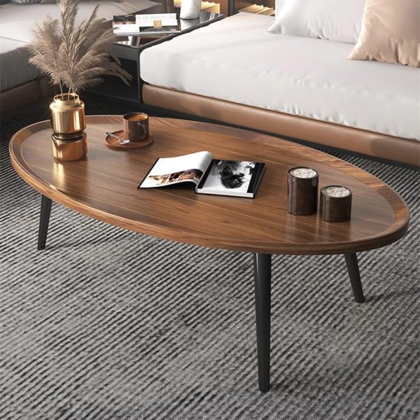 Wooden Coffee Table,Industrial Nesting Tables Oval Coffee Table Tea Table Modern Sofa Table End Tables for Living Room Home Office Apartment Coffee House(32")
