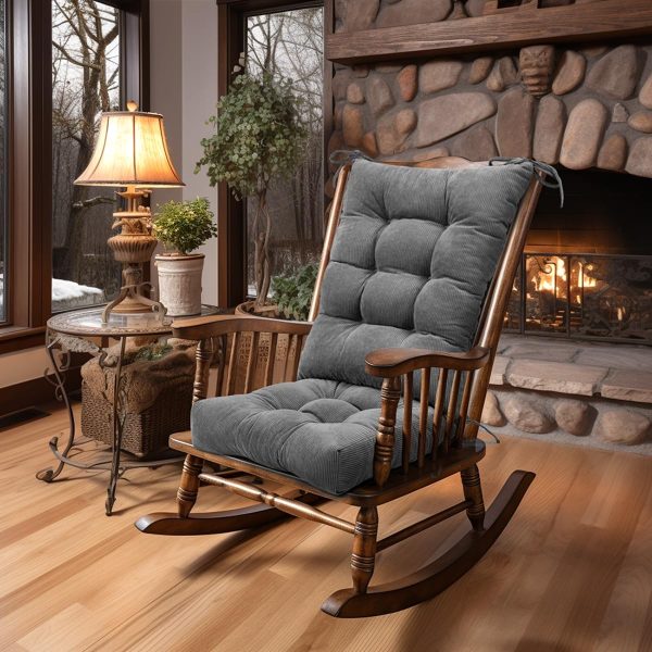 Rocking Chair Cushion Only,Tufted Non-Slip Comfortable Rocking Chair Cushions Indoor with Ties,Striped Rocking Chair Pads