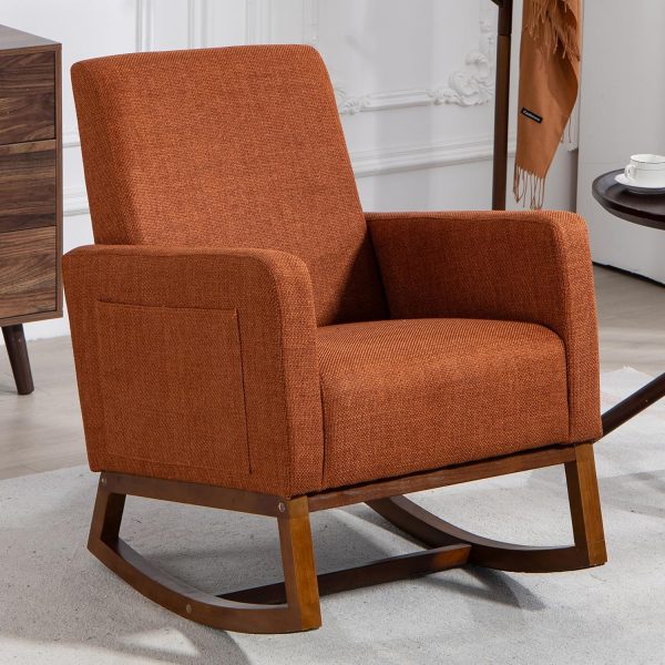 Accent Chair for Living Room Nursery Rocking Chair，Arm Chair  Modern Accent Chairs Glider Rocker Chair Upholstered Gliding Rocking Chair for Apartment/Bedroom
